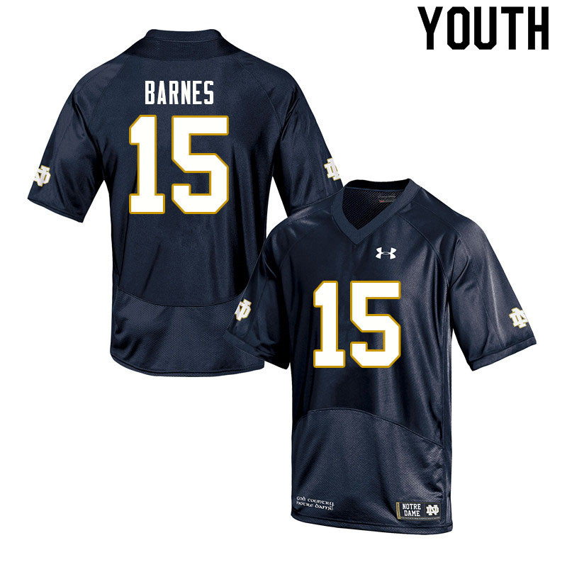 Youth NCAA Notre Dame Fighting Irish #15 Ryan Barnes Stitched College Under Armour Authentic Navy Football Jersey MM10A82NF